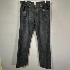 Raw Industries Jeans Mens 36 Black Cotton Straight Leg 5 Pocket Style Logo